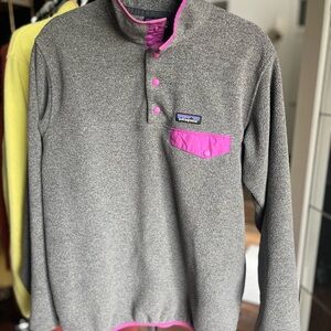 Patagonia Synchilla Gray and Pink Pullover
